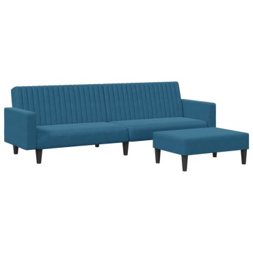vidaXL Σετ Σαλονιού 2 τεμ. Μπλε από Βελούδο 220x84,5x69cm  Διθέσιος