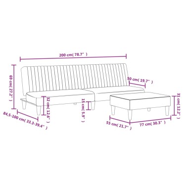 vidaXL Σετ Σαλονιού 2 τεμ. Μαύρο Βελούδινο 200x84,5x69cm  Διθέσιος