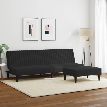 vidaXL Σετ Σαλονιού 2 τεμ. Μαύρο Βελούδινο 200x84,5x69cm  Διθέσιος