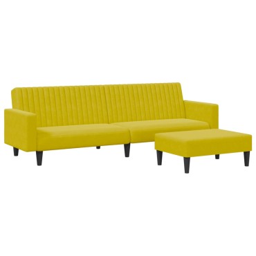 vidaXL Σαλόνι Σετ 2 τεμ. Κίτρινο από Βελούδο 220x84,5x69cm  Διθέσιος
