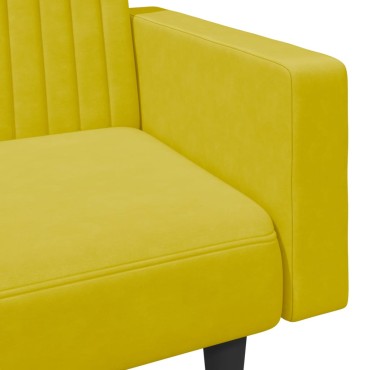 vidaXL Σαλόνι Σετ 2 τεμ. Κίτρινο από Βελούδο 220x84,5x69cm  Διθέσιος