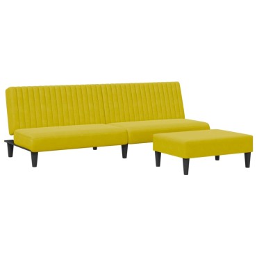 vidaXL Σαλόνι Σετ 2 τεμ. Κίτρινο από Βελούδο 200x84,5x69cm  Διθέσιος