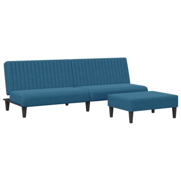 vidaXL Σετ Σαλονιού 2 τεμ. Μπλε από Βελούδο 200x84,5x69cm  Διθέσιος