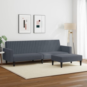vidaXL Σετ Σαλονιού 2 τεμ. Σκούρο Γκρι Βελούδινο 220x84,5x69cm  Διθέσιος