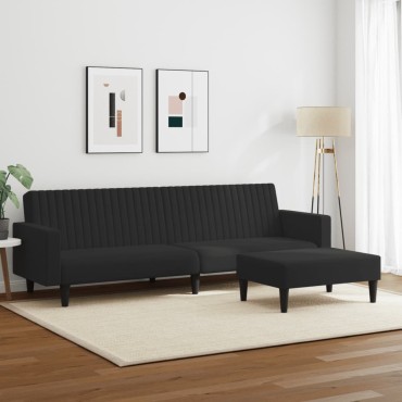 vidaXL Σετ Σαλονιού 2 τεμ. Μαύρο Βελούδινο 220x84,5x69cm  Διθέσιος