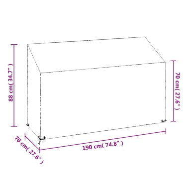 vidaXL Καλύμματα Πάγκου με 8 Κρίκους 2 τεμ. 190x70x70/88cm Πολυαιθ.