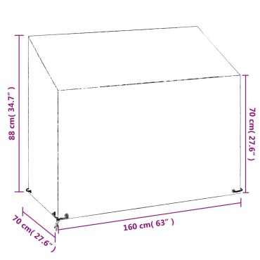 vidaXL Καλύμματα Πάγκου με 8 Κρίκους 2 τεμ. 160x70x70/88cm Πολυαιθ.