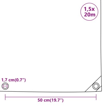 vidaXL Μουσαμάς Ανθρακί 650 γρ./μ.² 1,5 x 20 μ.