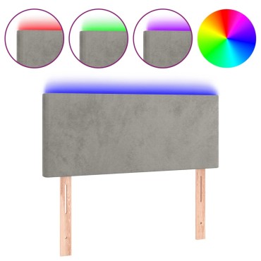 vidaXL Κεφαλάρι Κρεβατιού LED Ανοιχτό Γκρι 100x5x78/88cm Βελούδινο 1 τεμ.