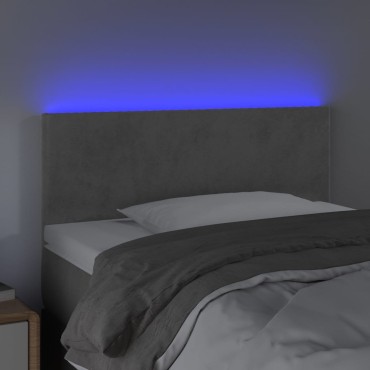 vidaXL Κεφαλάρι Κρεβατιού LED Ανοιχτό Γκρι 100x5x78/88cm Βελούδινο 1 τεμ.