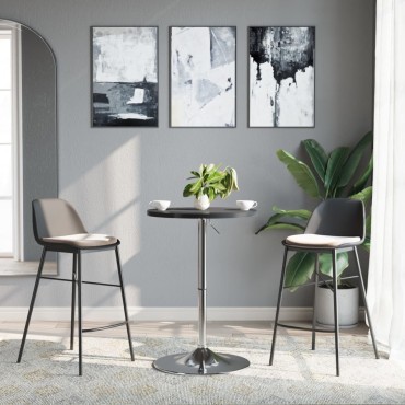 vidaXL Τραπέζι Μπαρ Μαύρο 50x50x90cm Επ. Ξύλο / Επιχρωμιωμένο Ατσάλι 1 τεμ.