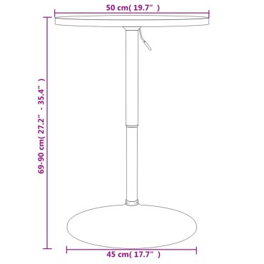 vidaXL Τραπέζι Μπαρ Μαύρο 50x50x90cm Επ. Ξύλο / Επιχρωμιωμένο Ατσάλι 1 τεμ.
