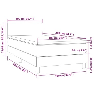 vidaXL Κρεβάτι Boxspring με Στρώμα Σκούρο Μπλε 100x200 εκ. Βελούδινο
