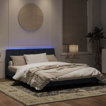 vidaXL Πλαίσιο Κρεβατιού με LED Σκούρο Γκρι 160x200 εκ. Βελούδινο