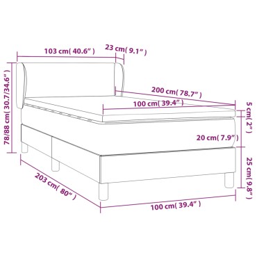 vidaXL Κρεβάτι Boxspring με Στρώμα Σκούρο Μπλε 100x200 εκ. Βελούδινο