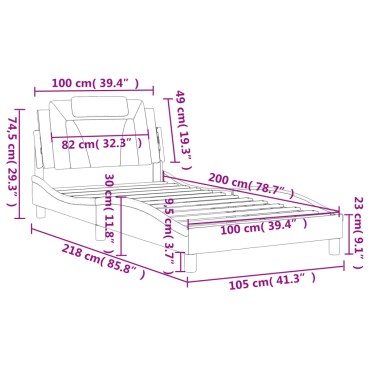 vidaXL Πλαίσιο Κρεβατιού με Κεφαλάρι Μαύρο 100x200 εκ. Συνθετικό Δέρμα