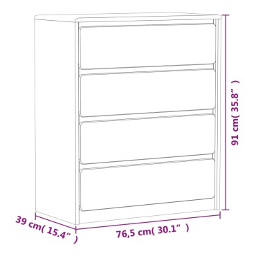 vidaXL Συρταριέρα SAUDA Χρώμα Δρυός 76,5x39x91cm Μασίφ Ξύλο Πεύκου 1 τεμ.