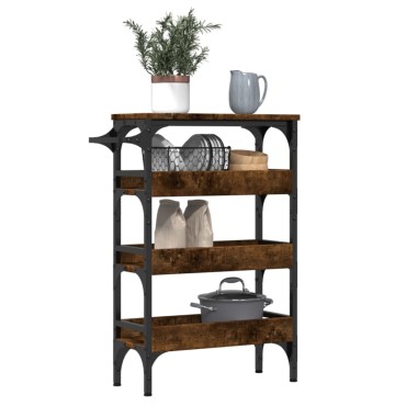 vidaXL Τρόλεϊ Κουζίνας Καπνιστή Δρυς 53x20x76cm Επεξεργασμένο Ξύλο 1 τεμ.