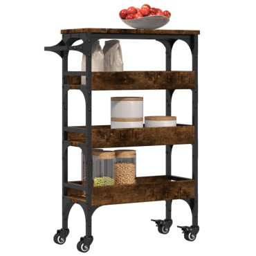 vidaXL Τρόλεϊ Κουζίνας Καπνιστή Δρυς 53x20x76cm Επεξεργασμένο Ξύλο 1 τεμ.