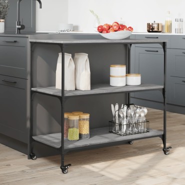 vidaXL Τρόλεϊ Κουζίνας Sonoma Γκρι 102x50x95cm Επεξεργασμένο Ξύλο 1 τεμ.