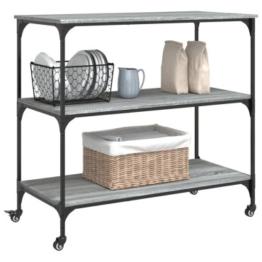 vidaXL Τρόλεϊ Κουζίνας Sonoma Γκρι 102x50x95cm Επεξεργασμένο Ξύλο 1 τεμ.