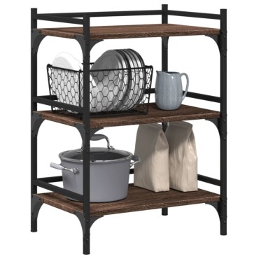 vidaXL Τρόλεϊ Κουζίνας Καφέ Δρυς 50x35x75,5cm από Επεξεργασμένο Ξύλο 1 τεμ.
