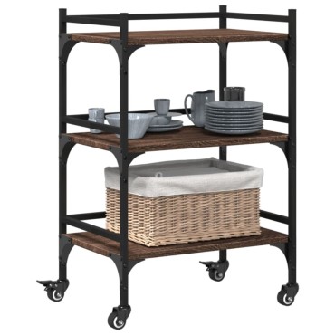 vidaXL Τρόλεϊ Κουζίνας Καφέ Δρυς 50x35x75,5cm από Επεξεργασμένο Ξύλο 1 τεμ.