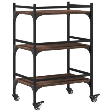 vidaXL Τρόλεϊ Κουζίνας Καφέ Δρυς 50x35x75,5cm από Επεξεργασμένο Ξύλο 1 τεμ.