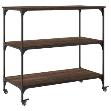 vidaXL Τρόλεϊ Κουζίνας Καφέ Δρυς 102x50x95cm Επεξεργασμένο Ξύλο 1 τεμ.
