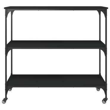 vidaXL Τρόλεϊ Κουζίνας Μαύρο 102x50x95cm από Επεξεργασμένο Ξύλο 1 τεμ.