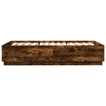 vidaXL Πλαίσιο Κρεβατιού με LED Καπνιστή Δρυς 150x200 εκ.Επεξ. Ξύλο
