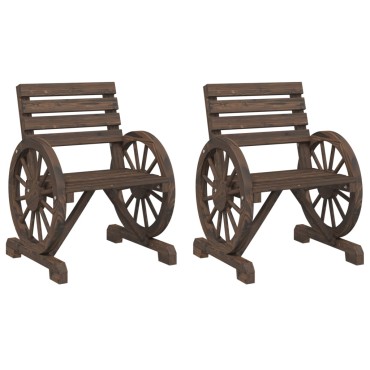 vidaXL Καρέκλες Κήπου 2 τεμ. 58x58x78,5cm από Μασίφ Ξύλο Ελάτης Διθέσιος