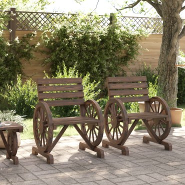 vidaXL Καρέκλες Κήπου 2 τεμ. 58x58x78,5cm από Μασίφ Ξύλο Ελάτης Διθέσιος