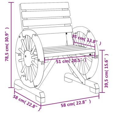 vidaXL Καρέκλες Κήπου 2 τεμ. 58x58x78,5cm από Μασίφ Ξύλο Ελάτης Διθέσιος