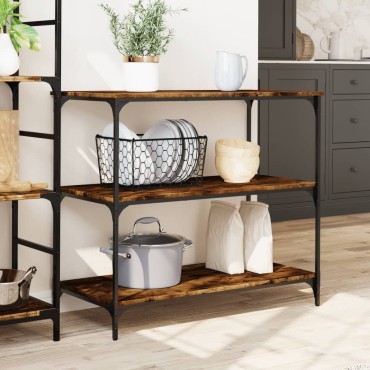 vidaXL Τρόλεϊ Κουζίνας Καπνιστή Δρυς 102x50x95cm Επεξ. Ξύλο 1 τεμ.