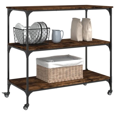 vidaXL Τρόλεϊ Κουζίνας Καπνιστή Δρυς 102x50x95cm Επεξ. Ξύλο 1 τεμ.