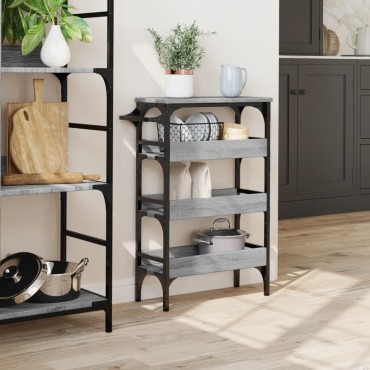 vidaXL Τρόλεϊ Κουζίνας Sonoma Γκρι 53x20x76cm από Επεξεργασμένο Ξύλο 1 τεμ.