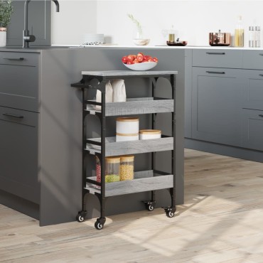 vidaXL Τρόλεϊ Κουζίνας Sonoma Γκρι 53x20x76cm από Επεξεργασμένο Ξύλο 1 τεμ.