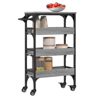 vidaXL Τρόλεϊ Κουζίνας Sonoma Γκρι 53x20x76cm από Επεξεργασμένο Ξύλο 1 τεμ.
