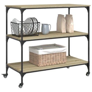 vidaXL Τρόλεϊ Κουζίνας Sonoma Δρυς 102x50x95cm Επεξεργασμένο Ξύλο 1 τεμ.