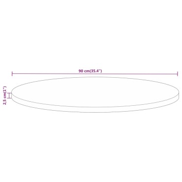 vidaXL Επιφάνεια Τραπεζιού Στρογγυλή 90x2,5cm Μασίφ Ξύλο Μάνγκο 1 τεμ.