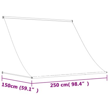 vidaXL Τέντα Συρόμενη Κρεμ 250 x 150 εκ. από Ύφασμα και Ατσάλι