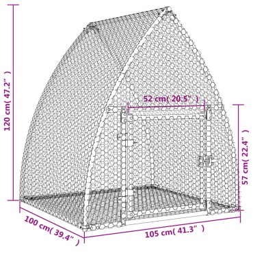 vidaXL Κλουβί Κουνελιών Ασημί 100x105x120 εκ. από Γαλβανισμένο Χάλυβα