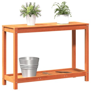 vidaXL Τραπέζι Κηπουρικής με Ράφι Καφέ 108x35x75εκ. Μασίφ Ξύλο Πεύκου