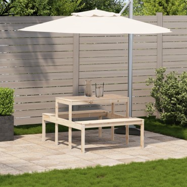 vidaXL Τραπέζι Πικνίκ 110x134x75cm από Μασίφ Ξύλο Πεύκου 1 τεμ.