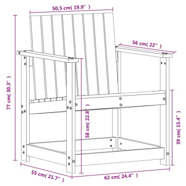 vidaXL Καρέκλα Κήπου Λευκή 62x56x77cm Μασίφ Ξύλο Πεύκου