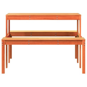 vidaXL Τραπέζι Πικνίκ Καφέ Κεριού 110x134x75cm από Μασίφ Ξύλο Πεύκου 1 τεμ.