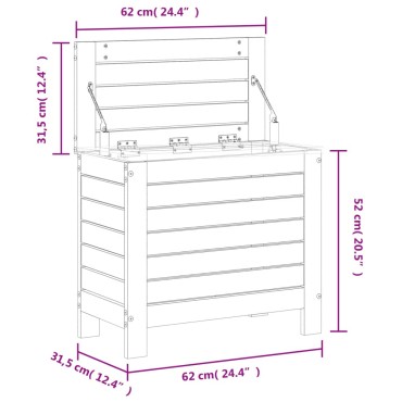 vidaXL Υποπόδιο Κήπου 62x31,5x52cm από Εμποτισμένο Ξύλο Πεύκου 1 τεμ. Γωνιακός