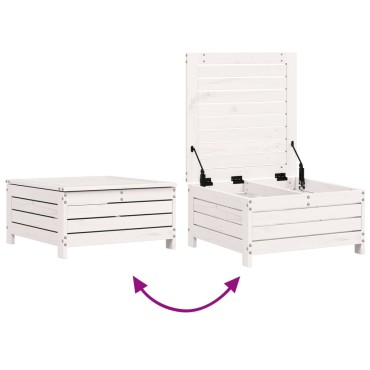 vidaXL Υποπόδιο Κήπου Λευκό 62x63,5x32cm από Μασίφ Ξύλο Πεύκου 1 τεμ. Γωνιακός