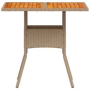 vidaXL Τραπέζι Κήπου Μπεζ 80x80x75cm Συνθετικό Ρατάν / Ξύλο Ακακίας 1 τεμ.